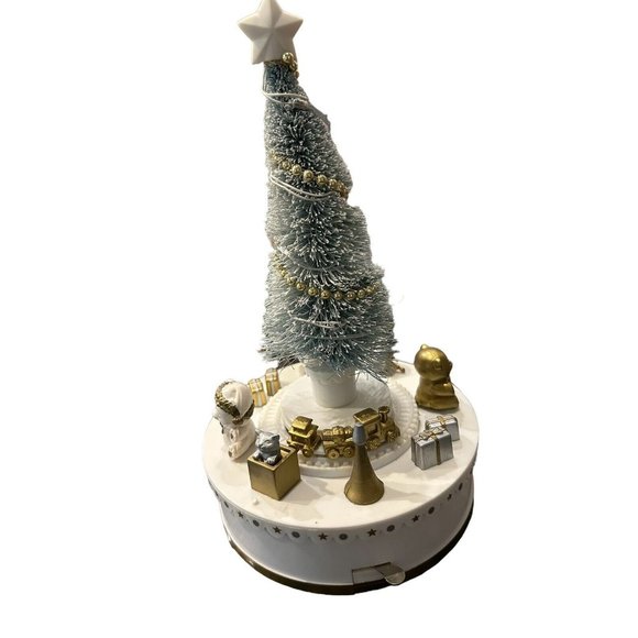 Vintage Lighted Christmas Tree Revolving Train Music Box 1987 Roman w/Orig Box - Picture 5 of 12